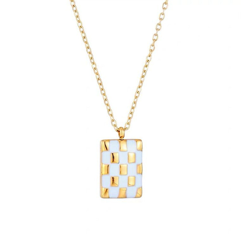 Golden Mosaic Pendant Necklace