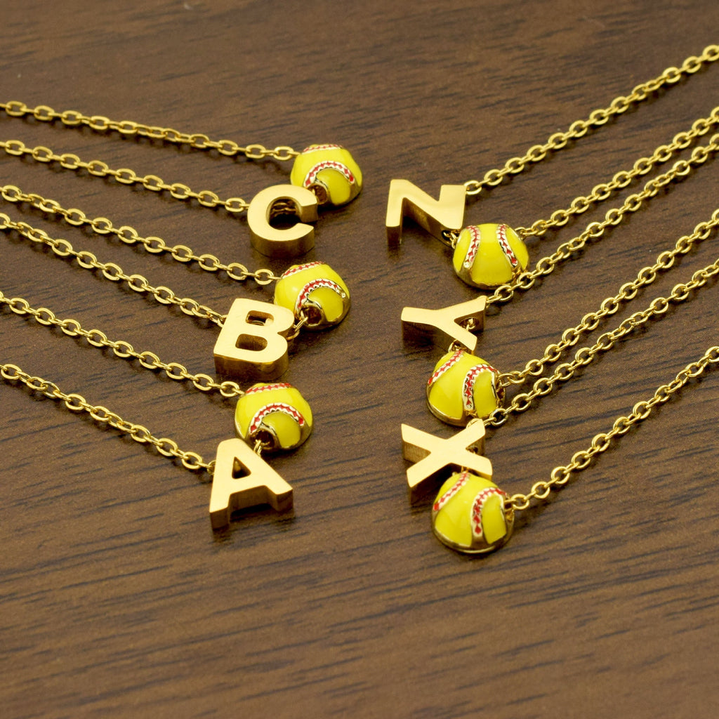 Preorder: Softball Initial Necklace