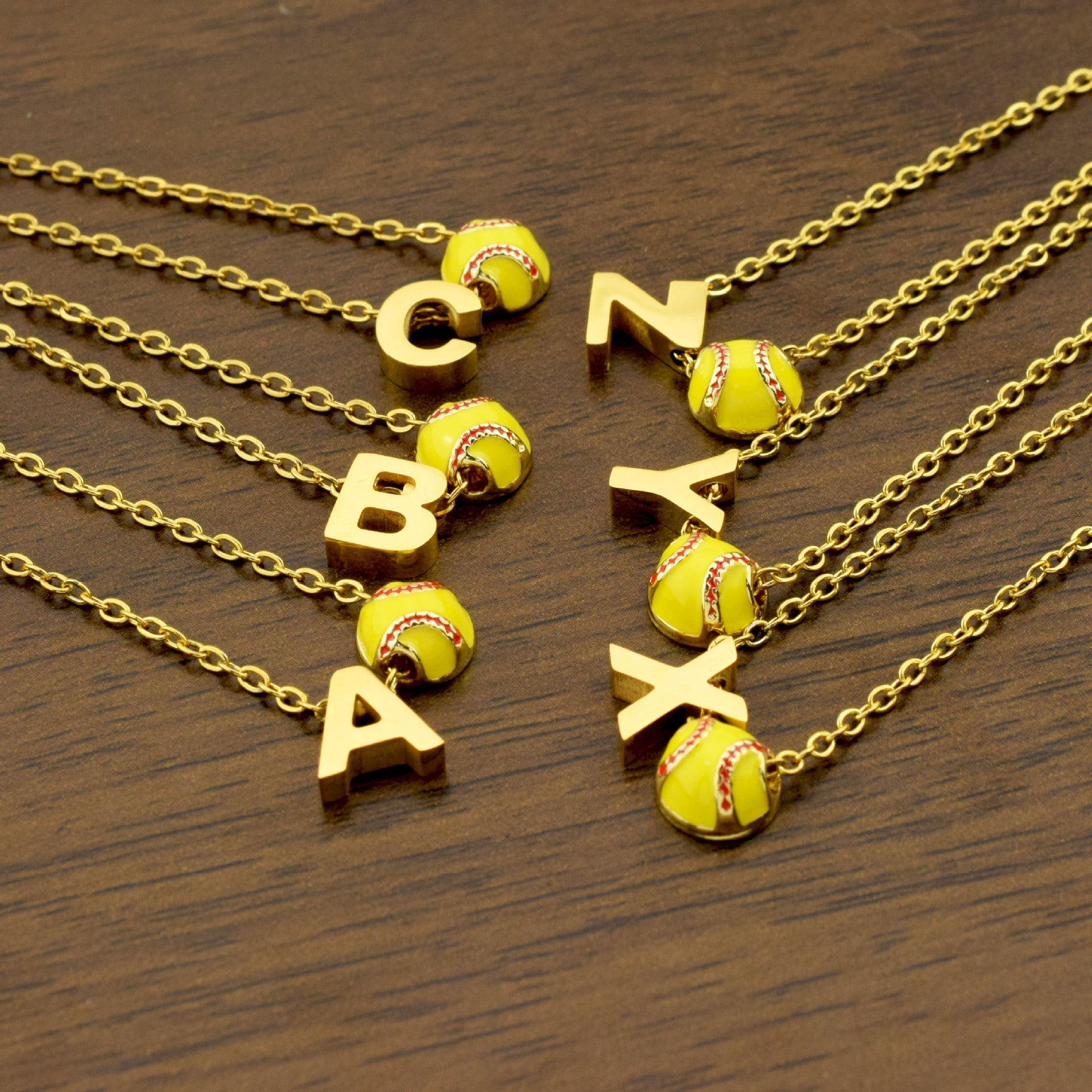 Preorder: Softball Initial Necklace