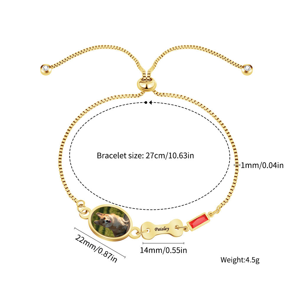 Preorder: Custom Pet Photo & Name Birthstone Bracelet