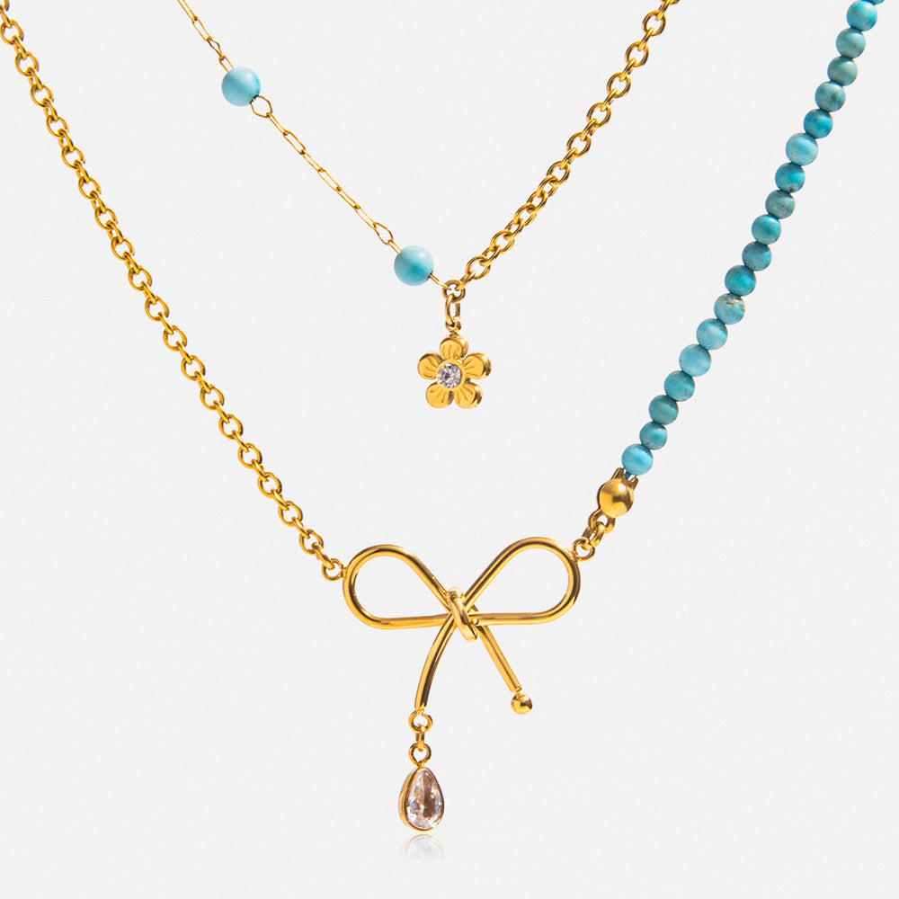 Preorder: Golden Bloom Bow Layered Necklace