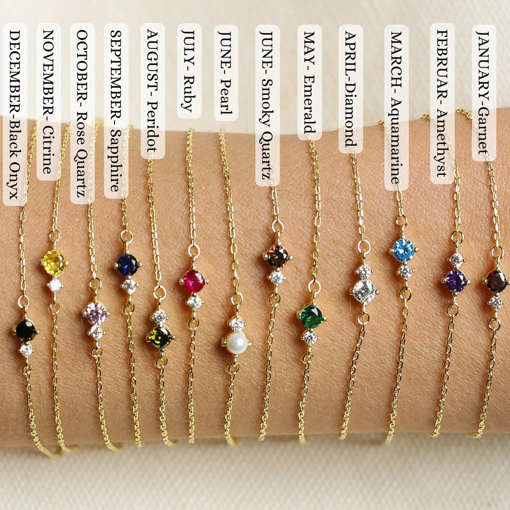 PREORDER: Delicate Birthstone Charm Bracelet