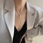 Golden Mosaic Pendant Necklace