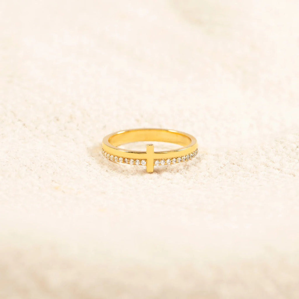 Sterling Cross Ring GOLD