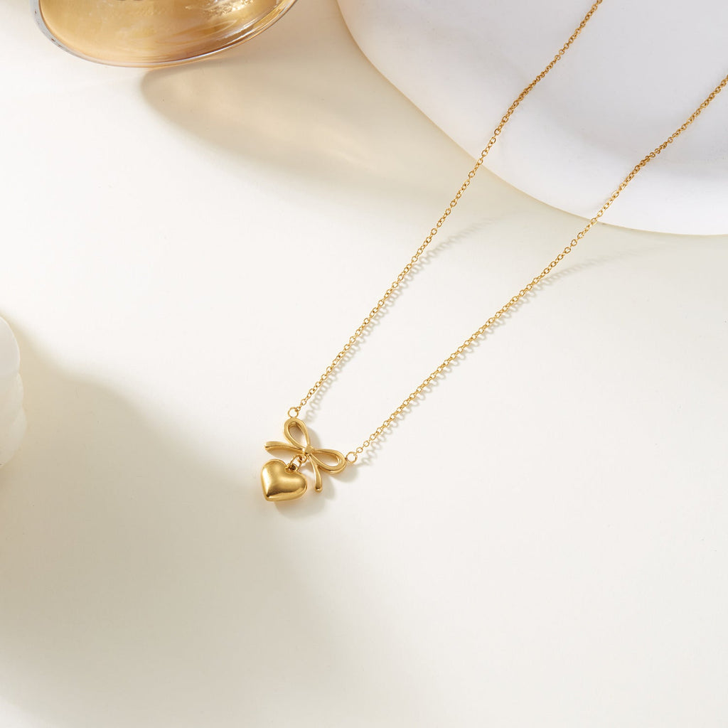 Bow and Heart Necklace