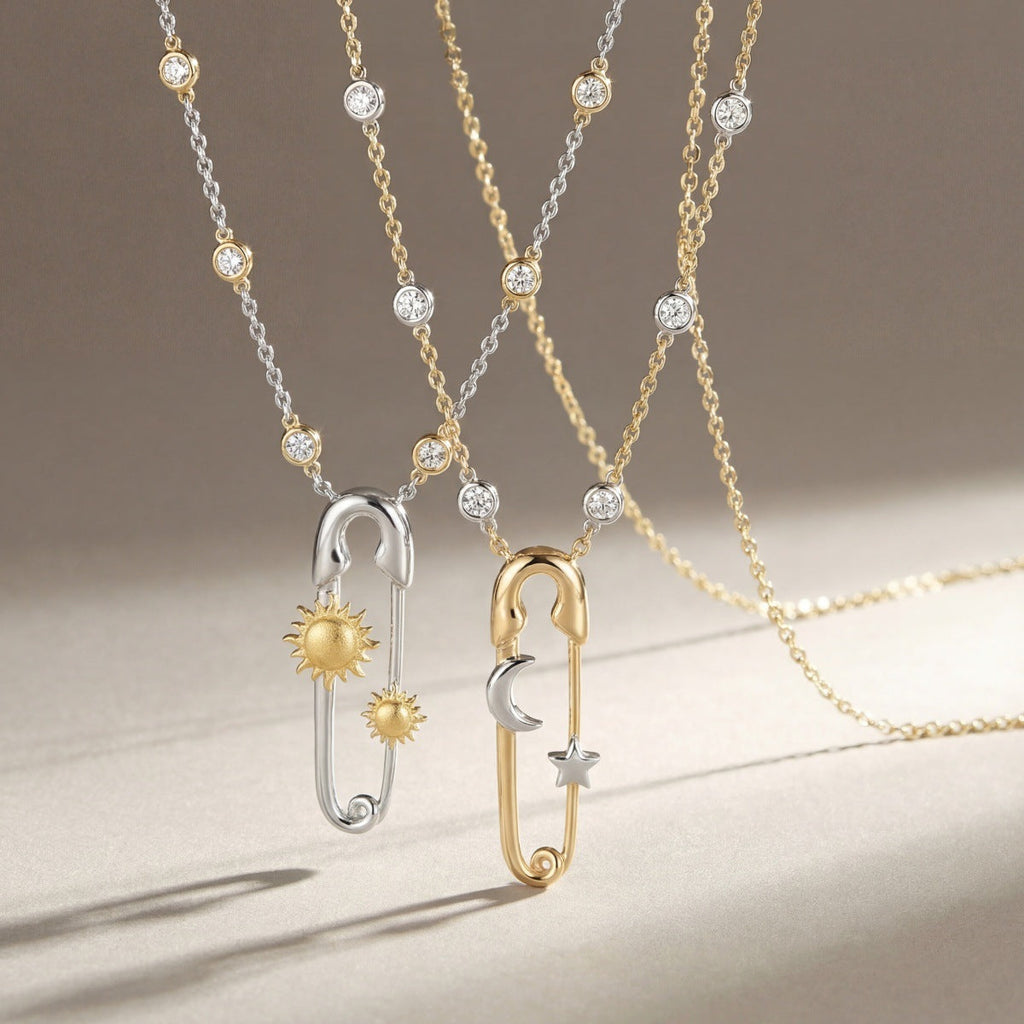 Preorder: Celestial Charm Safety Pin Necklaces