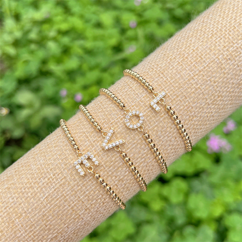 Gold and Gemstone Initial Bracelet- LETTER L