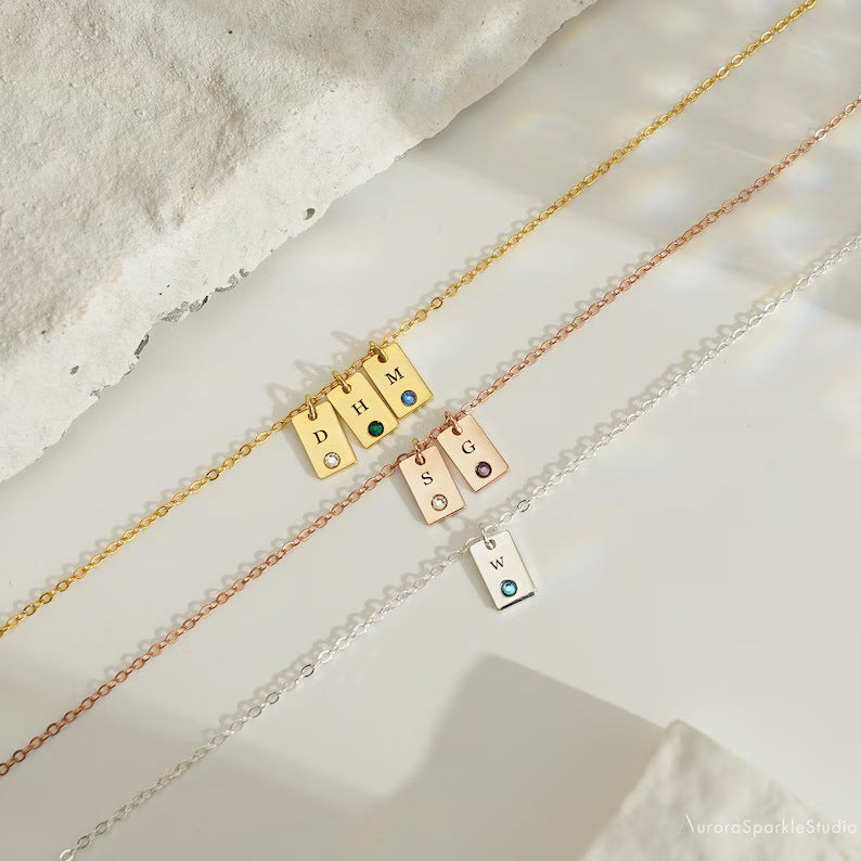 PREORDER: Personalized  Initial Birthstone Necklace