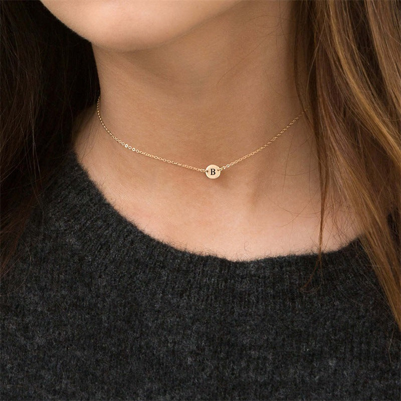Stainless Dainty Initial Necklace- GOLD N