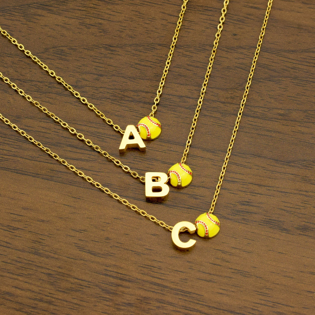 Preorder: Softball Initial Necklace