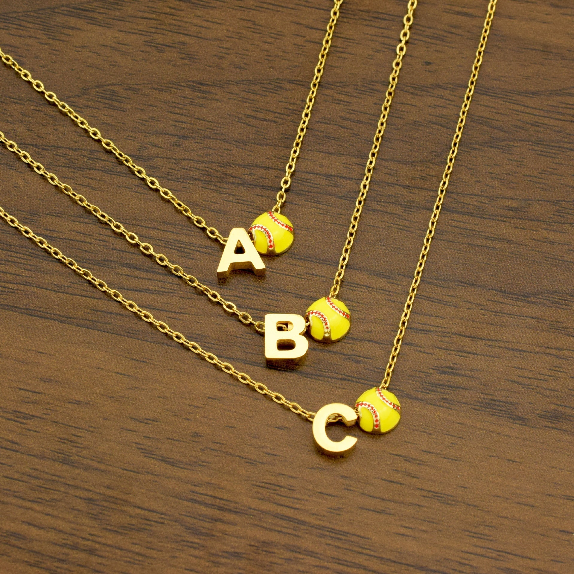 Preorder: Softball Initial Necklace