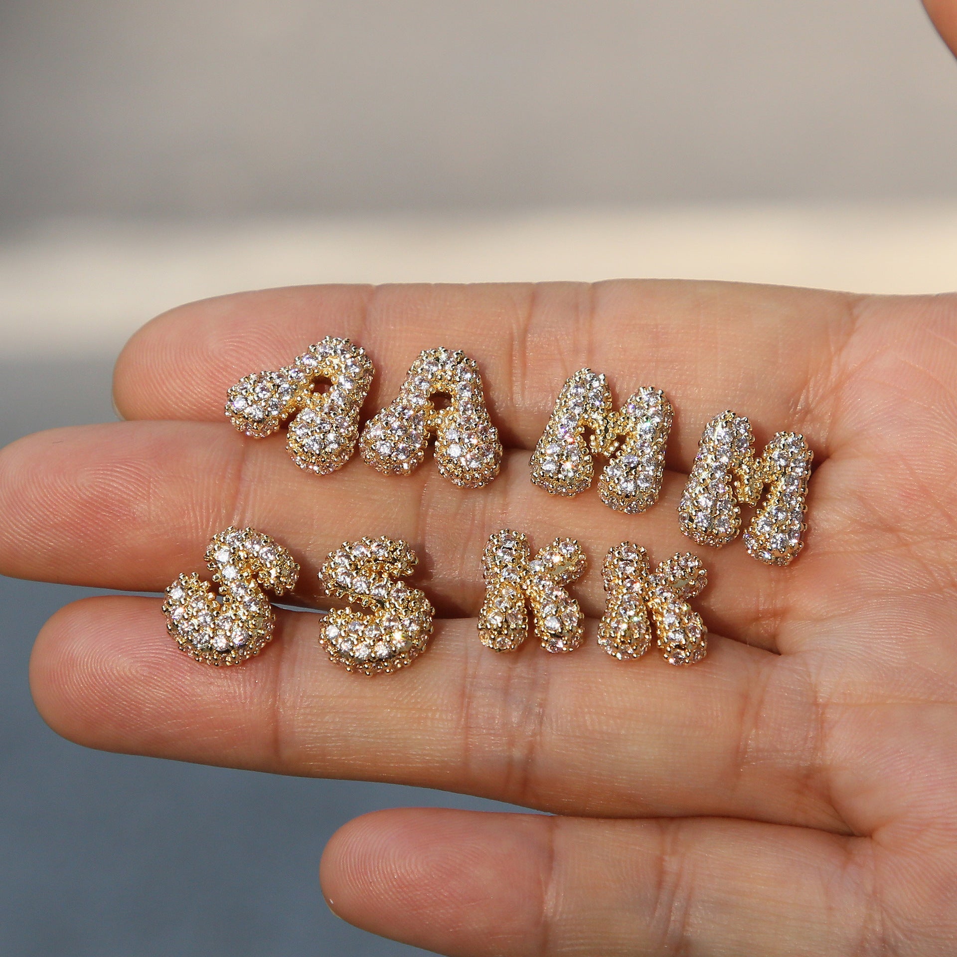 *Bold Initial Bubble Studs*- LETTERS L AND K