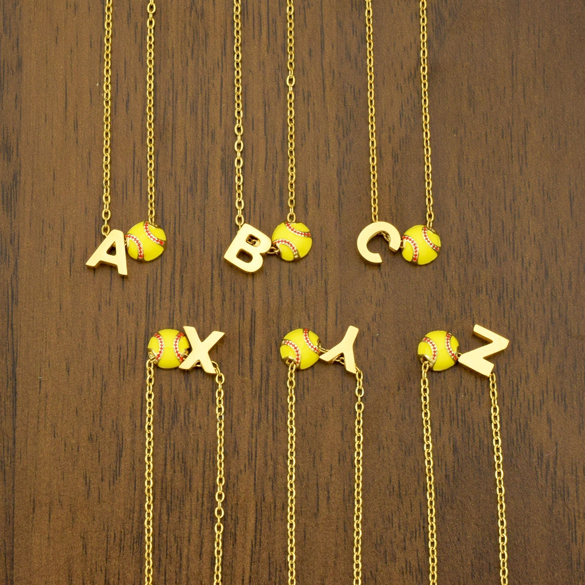 Preorder: Softball Initial Necklace