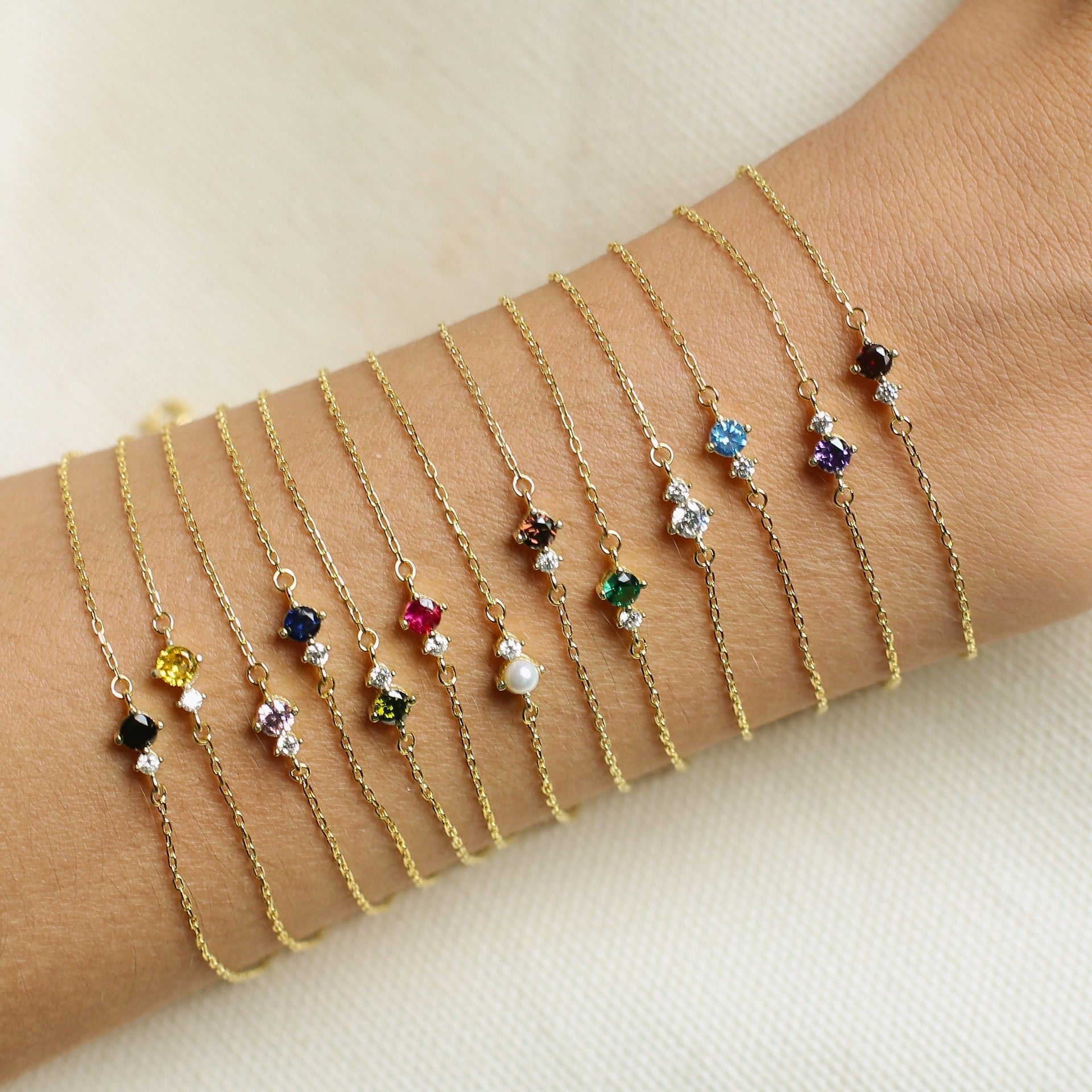 PREORDER: Delicate Birthstone Charm Bracelet