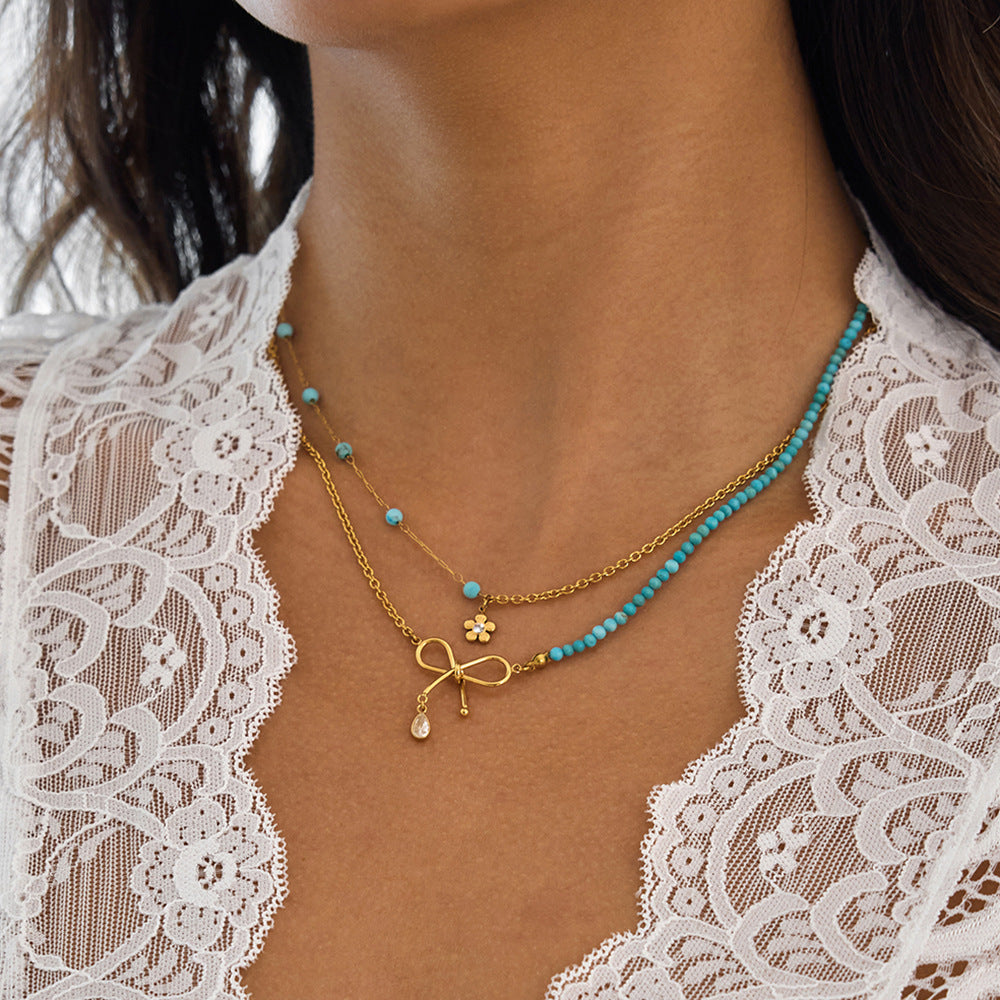 Preorder: Golden Bloom Bow Layered Necklace
