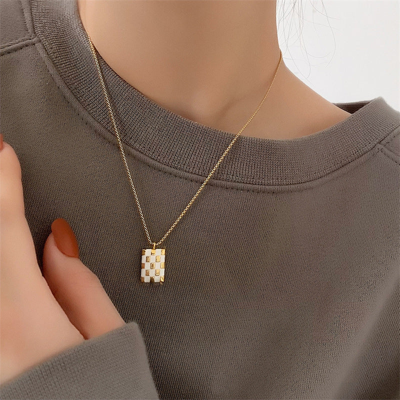 Golden Mosaic Pendant Necklace