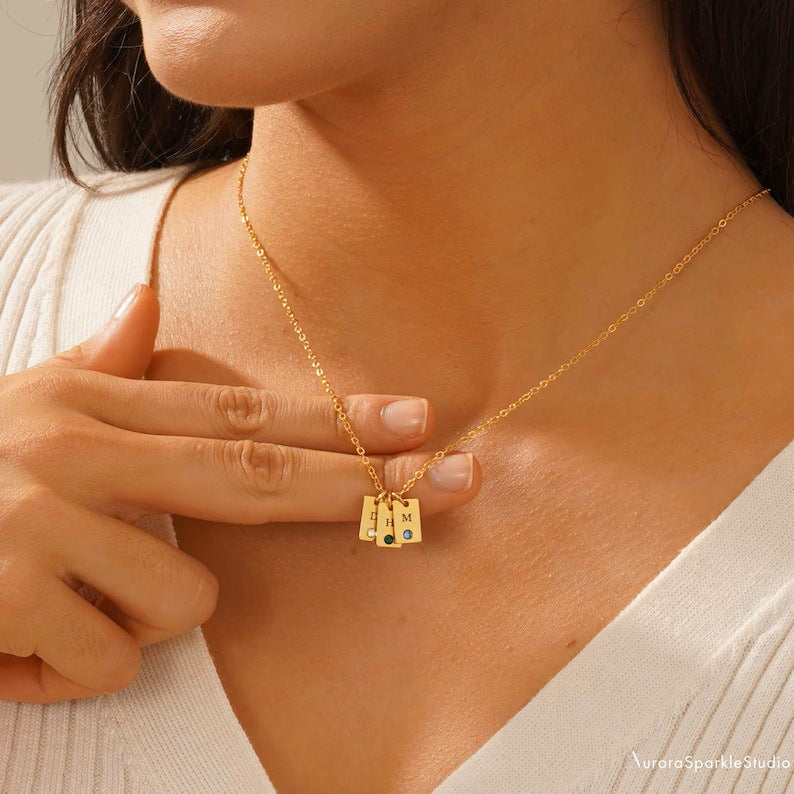 PREORDER: Personalized  Initial Birthstone Necklace