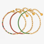 Stainless Paperclip Gemstone Bracelet
