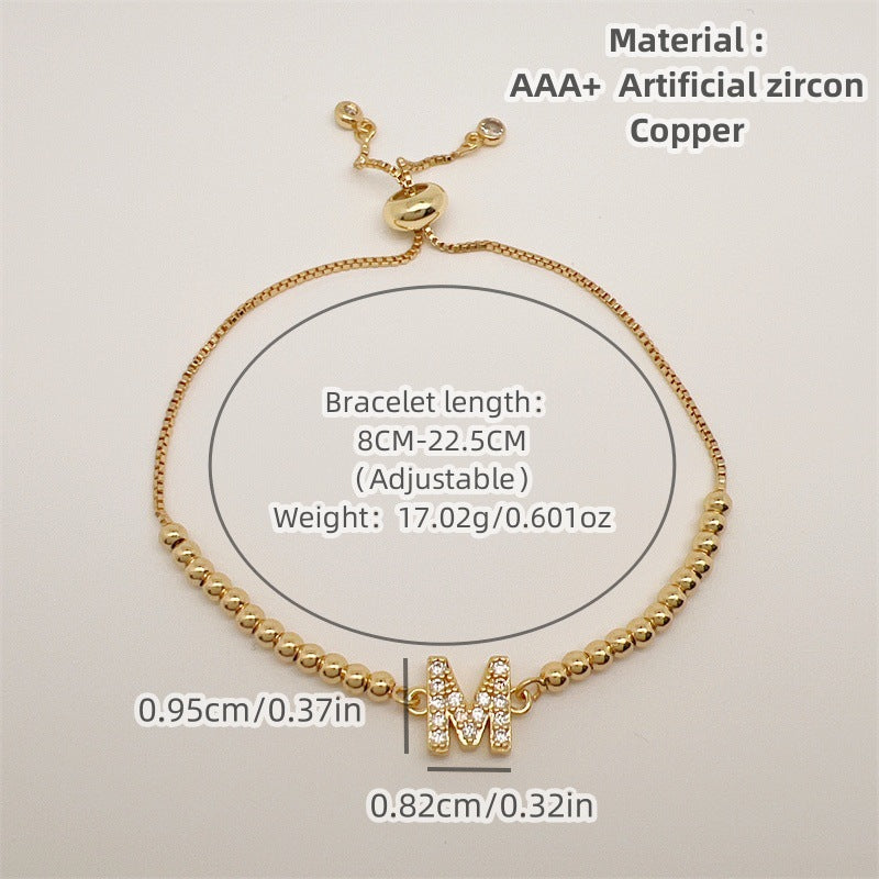 Gold and Gemstone Initial Bracelet- LETTER L