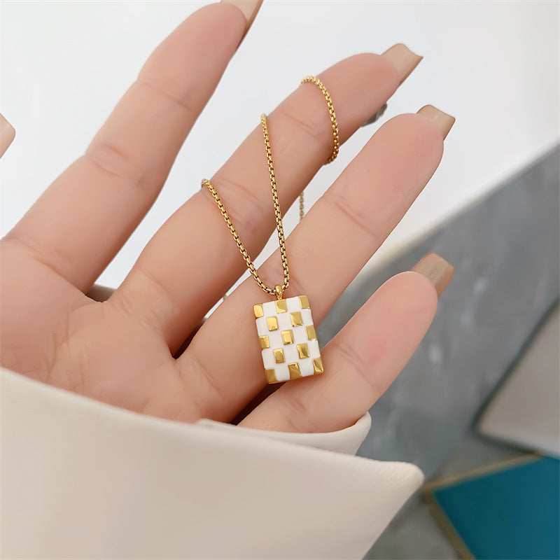 Golden Mosaic Pendant Necklace