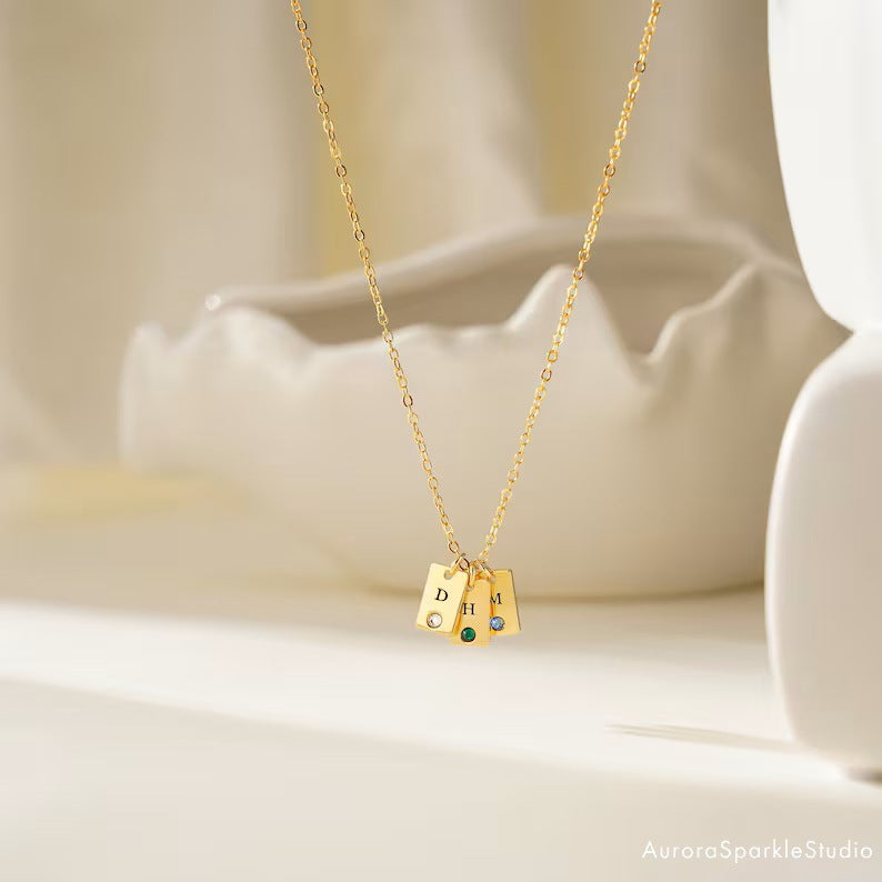 PREORDER: Personalized  Initial Birthstone Necklace