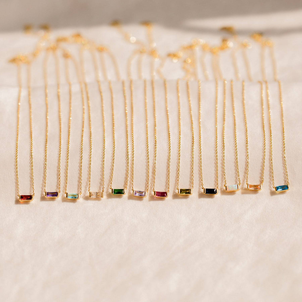 * Dainty Birthstone Pendant Necklace * FEBRUARY