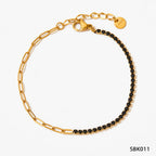 Stainless Paperclip Gemstone Bracelet