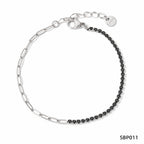 Stainless Paperclip Gemstone Bracelet