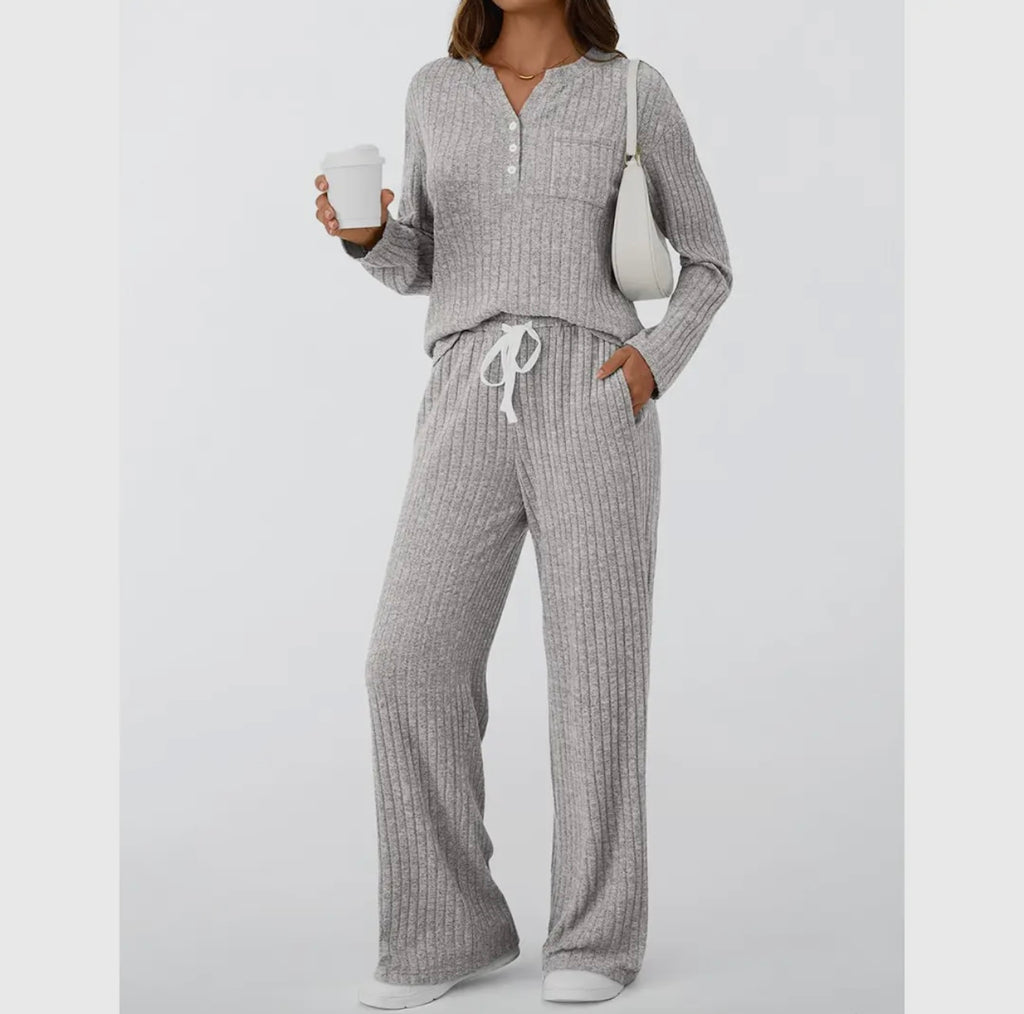 Ribbed Long Sleeve Lounge Set