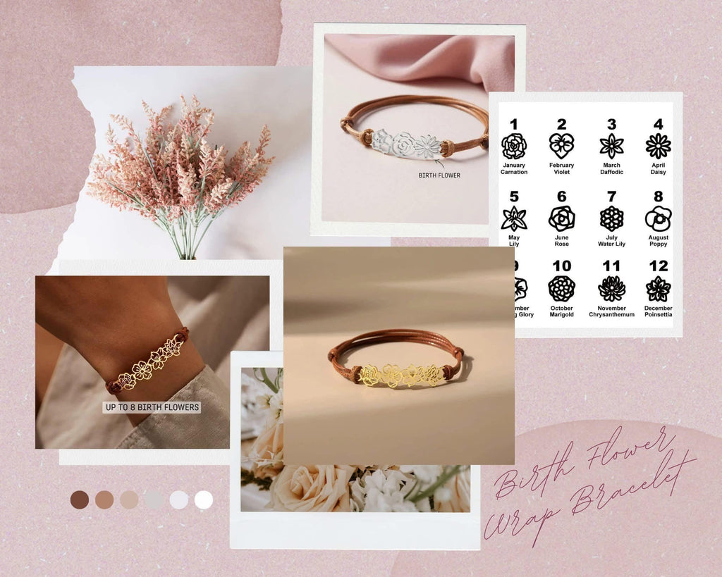 Preorder: Birth Flower Wrap Bracelet