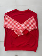 Preorder: Cozy Contrast Gingham Sleeve Pullover