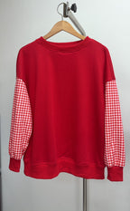 Preorder: Cozy Contrast Gingham Sleeve Pullover